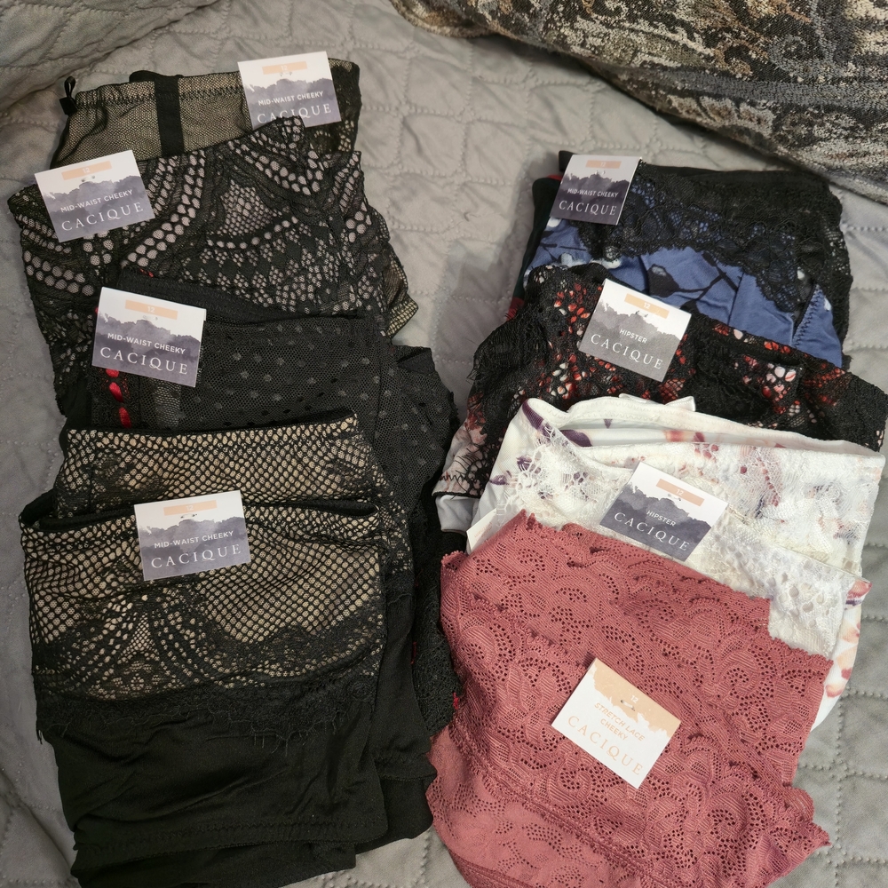Cacique Lace Panties in Black, Red, and Blue